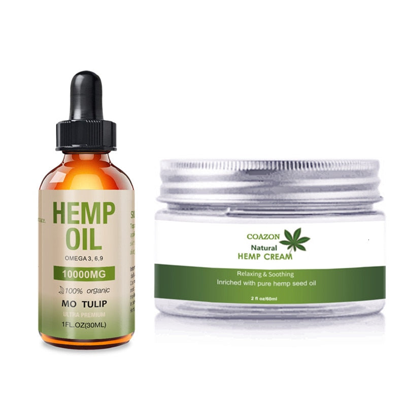 10000mg Hemp Oil Essence CBD Oil + Face Cream Relieve Stress And Anxiety Anti Aging moisturizing Face Skin Care Drop Ship