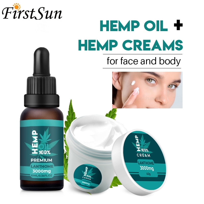 Organic Heamp Cream Anti Wrinkle Anti-aging Moisturizer Nourishing Face Cream + Hemp Seed Oil Cbd Pain Relief Reduce Anxiety