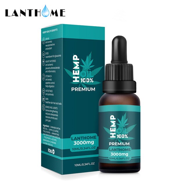 100% Organic Hemp CBD Oil 3000mg Bio-active Hemp Seeds Oil Extract Drop for Pain Relief Reduce Anxiety Better Sleep Essence